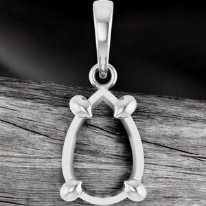10 x 7 mm Pear Shaped Solitaire Pendant Mounting in 14kt White Gold